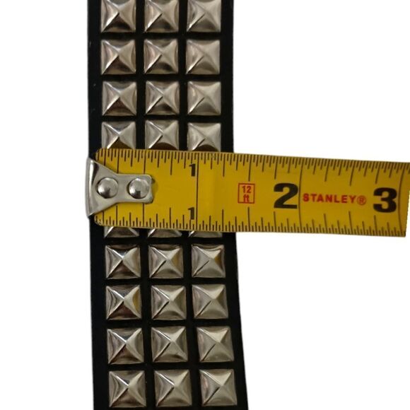 Hot Topic Pyramid Studded Belt 34 NEW FAUX Black Leather Studs Punk Goth Rocker. - Picture 4 of 16